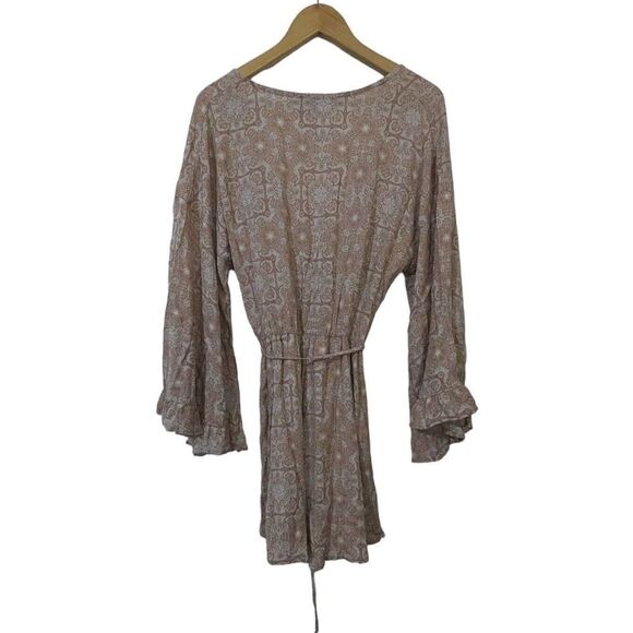 Paper Crane In My Flow Print Romper Bell Sleeve Rayon Size Medium L - Picture 3 of 5